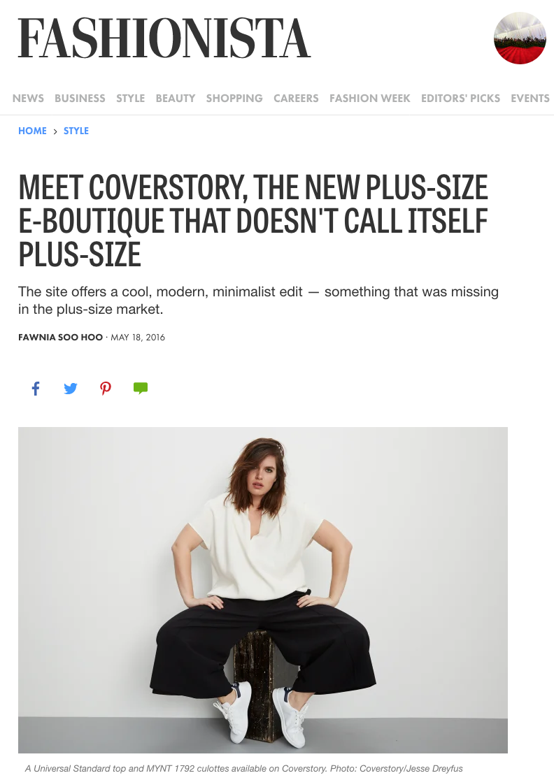 Fashionista interview with Coverstory founder
